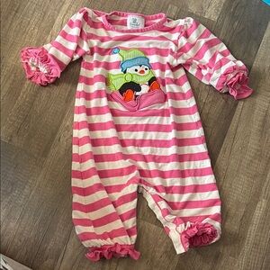 Girls 6 month outfit snow penguin smocked polkadot